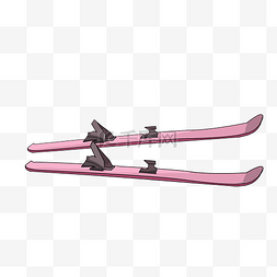 手绘滑雪板双板插画