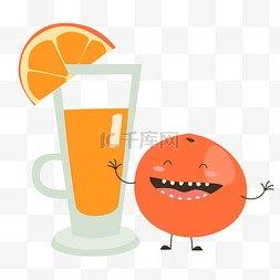橙汁海报免费图片_矢量卡通橙汁橙子小人