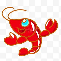 红色的小龙虾手绘插画