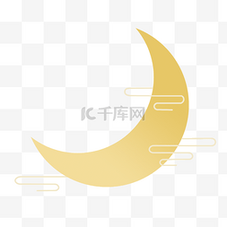 黄色商业线条图片_传统祥云弯月标签