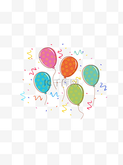 气球漂浮卡通图片_漂浮元素之卡通可爱派对气球