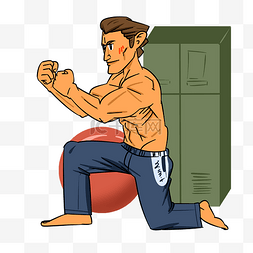 卡通手绘柜子图片_手绘健身肌肉插画