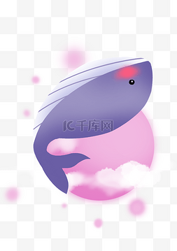 海底动物手绘图片_可爱海底动物紫色鲸鱼