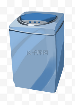 洗衣蓝色图片_手绘蓝色洗衣机插画