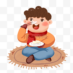人物吃饺子图片_新年吃饺子的小男孩