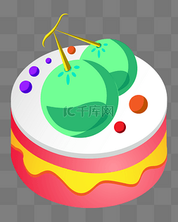 手绘卡通2.5D蛋糕插画