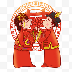 敬酒服礼服图片_古风婚礼中国风Q版