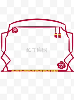 中式花纹红色手绘边框