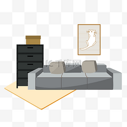 家庭沙发图片_立体风格室内设计客厅陈设柜子沙