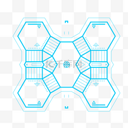 科技感线性规则装饰点缀形状图案