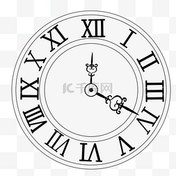 计时器gif图片_复古圆盘黑白石英挂钟装饰元素