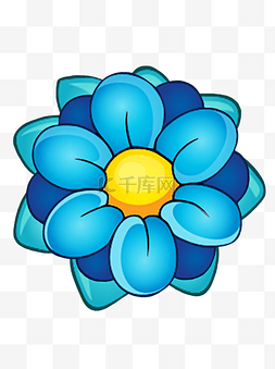 植物蓝色花朵卡通装饰元素