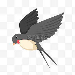 燕子的插画图片_可爱的黑色小燕子插画