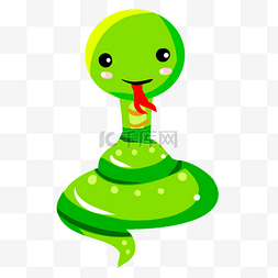 蛇动物卡通图片_绿色扁平化小蛇元素