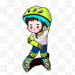 安全滑冰图片_手绘滑冰的小男孩