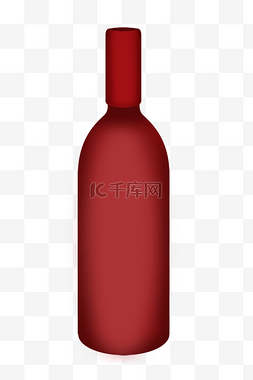 红色红酒瓶图片_手绘红色酒瓶插画