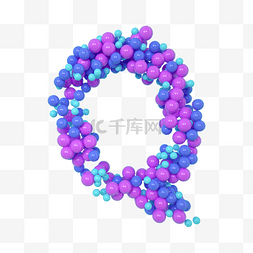 紫色立体字母图片_C4D气球立体字母Q元素