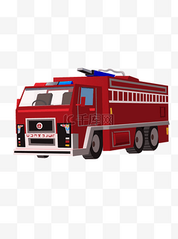 可商用精致斜侧红色消防车可商用