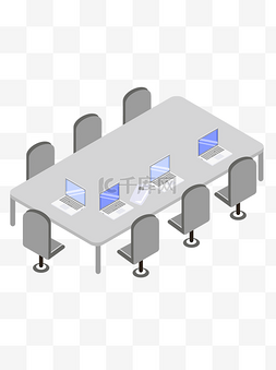 卡通手绘简约会议室办公桌元素