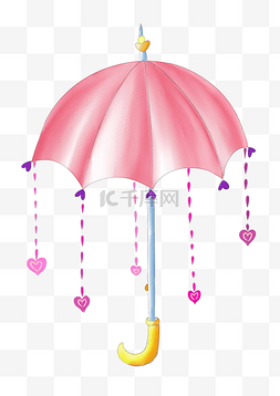 手绘爱情雨伞插画