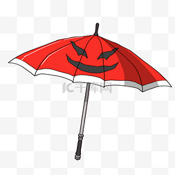 恐怖手绘插画图片_红色的雨伞手绘插画