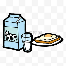 倒入牛奶杯图片_手绘牛奶早餐素材