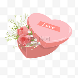 鲜花礼盒素材图片_情人节粉色鲜花爱心礼盒