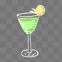 饮品绿色图片_手绘绿色鸡尾酒矢量图