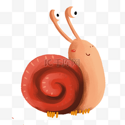 小蜗牛元素图片_手绘卡通小蜗牛免抠图