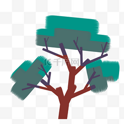 卡通绿色大树插画图片_创意大树卡通树木