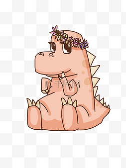 卡通q版恐龙图片_坐着的可爱的粉色恐龙