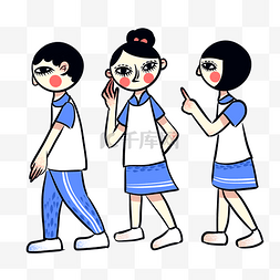 卡通夏季服饰图片_手绘卡通可爱开学日穿校服的学生