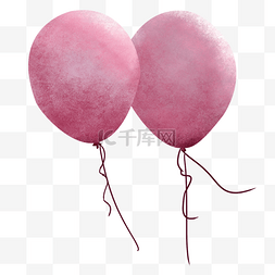 爱情元素气球图片_粉色气球一对气球浪漫手绘插画素