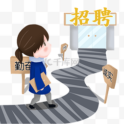 黄色卡通招聘图片_招聘走路的小女孩