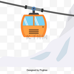 橙色雪山缆车观光插图