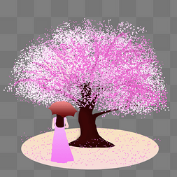 粉色清新樱花树png素材