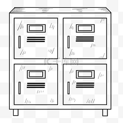 储物柜装饰图片_线描储物柜手绘插画