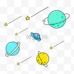 蓝色卫星图片_彩色卡通星球插图