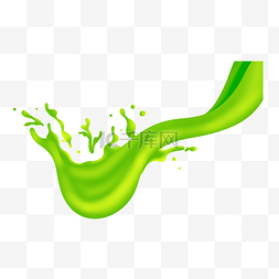 海报创意绿叶图片_卡通飞溅的液体海报插画