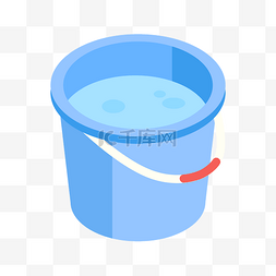漂亮的马字图片_蓝色的水桶手绘插画