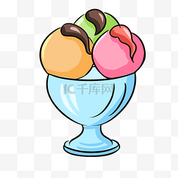 创意水果冰激凌杯插画