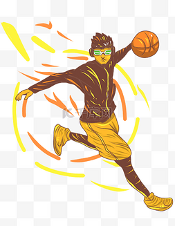 手绘篮球竞技比赛招募令人物插画