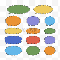 矢量格纹纹理图片_卡通彩色爆炸云对话框矢量元素