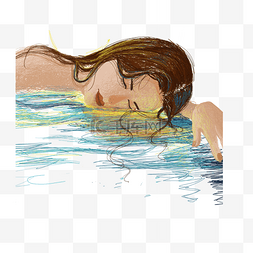 水纹彩色图片_彩色水中游泳的女孩元素