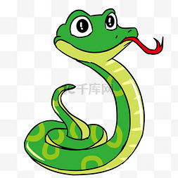 小绿色图片_手绘卡通小蛇插画