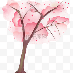 文艺植物背景图片_樱花树植物图案粉色系