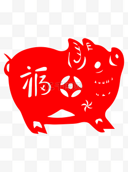 红色喜庆猪年图片_2019猪年剪纸设计元素可商用元素
