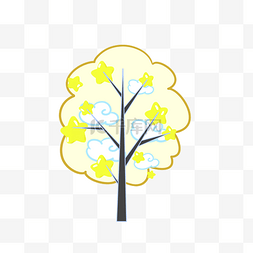 美丽的树木图片_美丽的黄色大树插画