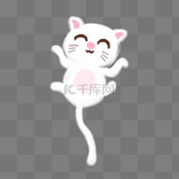 白色可爱卡通猫咪手绘插画psd