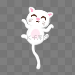 卡通猫咪躺着图片_白色可爱卡通猫咪手绘插画psd